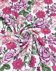 (4X2 RIB) MAGENTA AND PINK HATTIE FLOWERS ON OFF WHITE