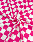 (YUMMY RIB) FUSCHIA AND OFF WHITE CHECKERED