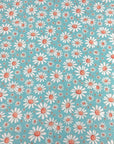 (BELLA RIB) WHITE AND RUST DAISIES ON AQUA