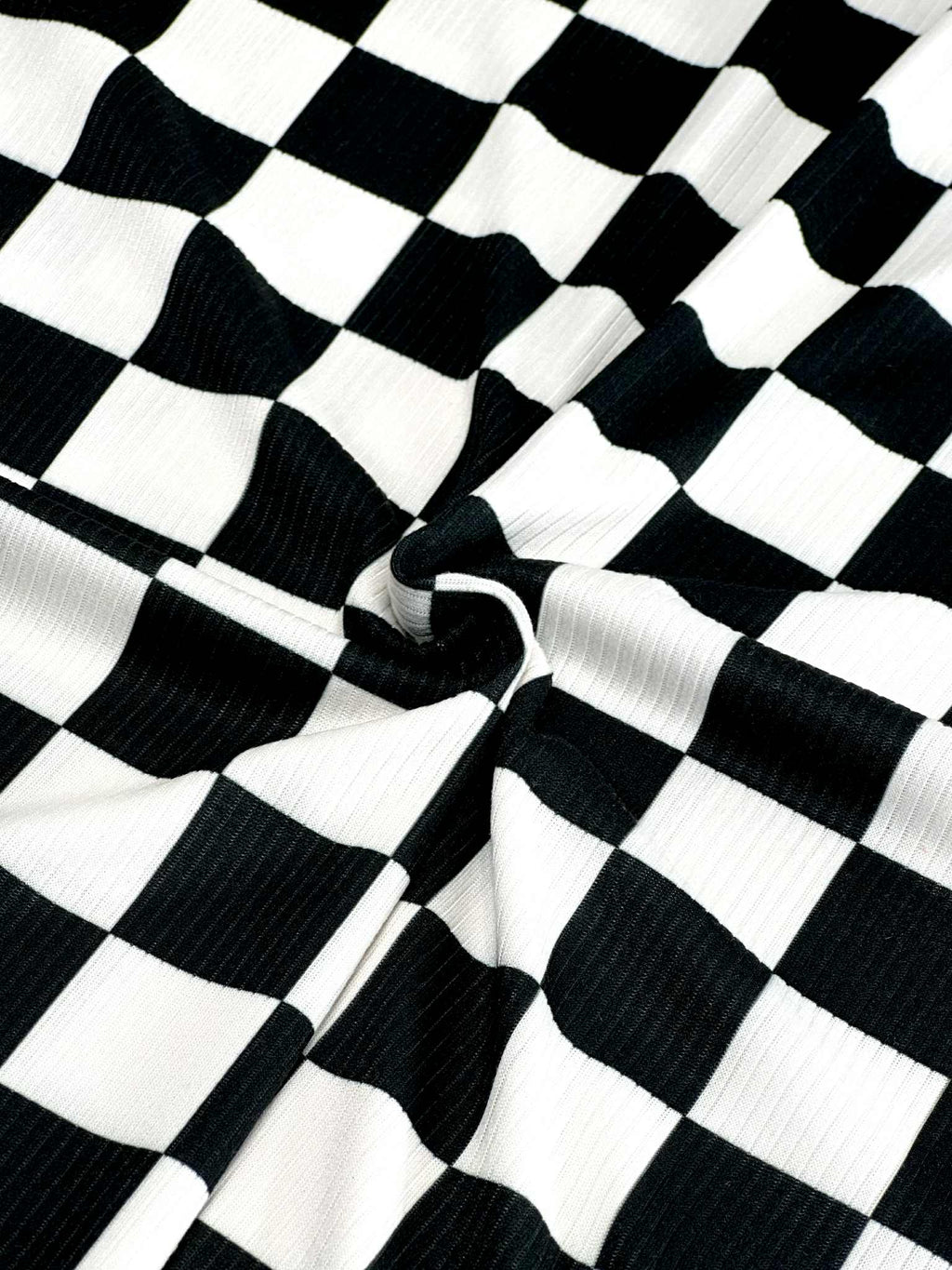 (4X2 RIB) MEDIUM BLACK AND OFF WHITE CHECKERED