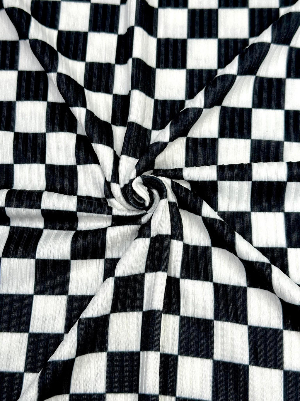 (4x2 YUMMY RIB) BLACK AND OFF WHITE CHECKERED