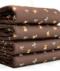 (2X2 RIB) TEDDY BEARS AND OFF WHITE BOWS ON DARK BROWN