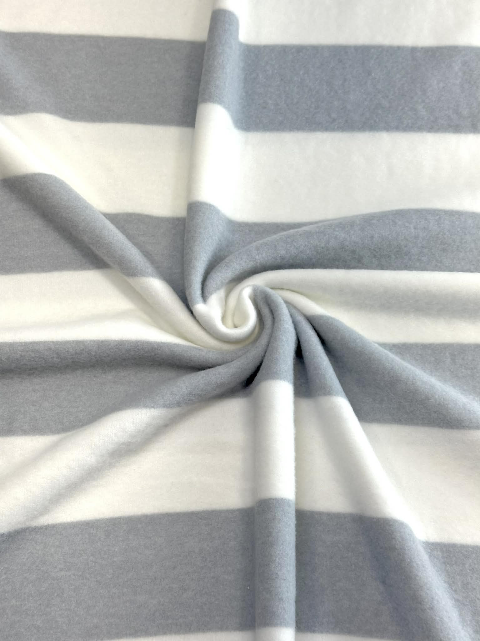 (BRUSHED SWEATER KNIT) GRAY AND OFF WHITE MEDIUM STRIPES