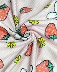 (YUMMY RIB) STRAWBERRIES AND FLOWERS ON PINK