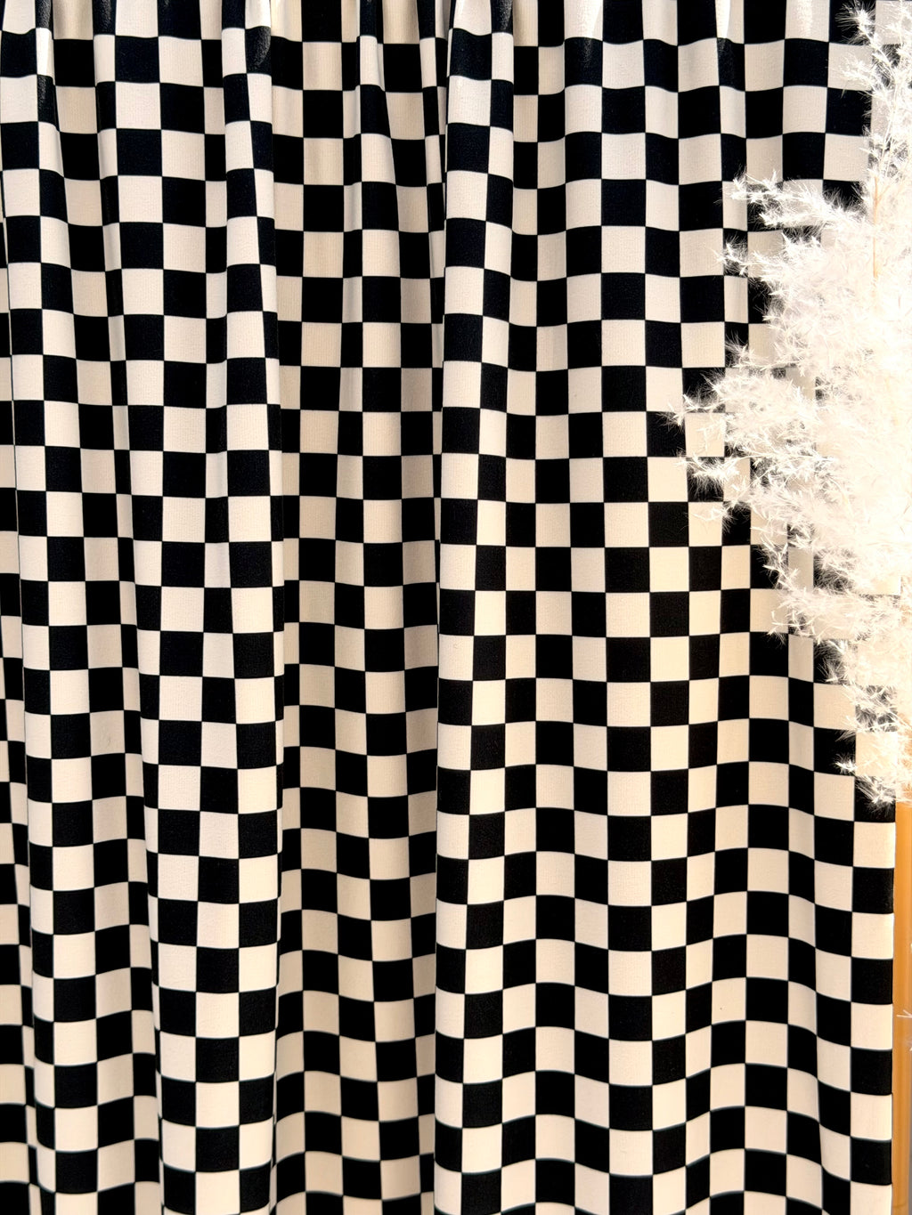 (CORDUROY BRUSHED) BLACK AND IVORY CHECKERED