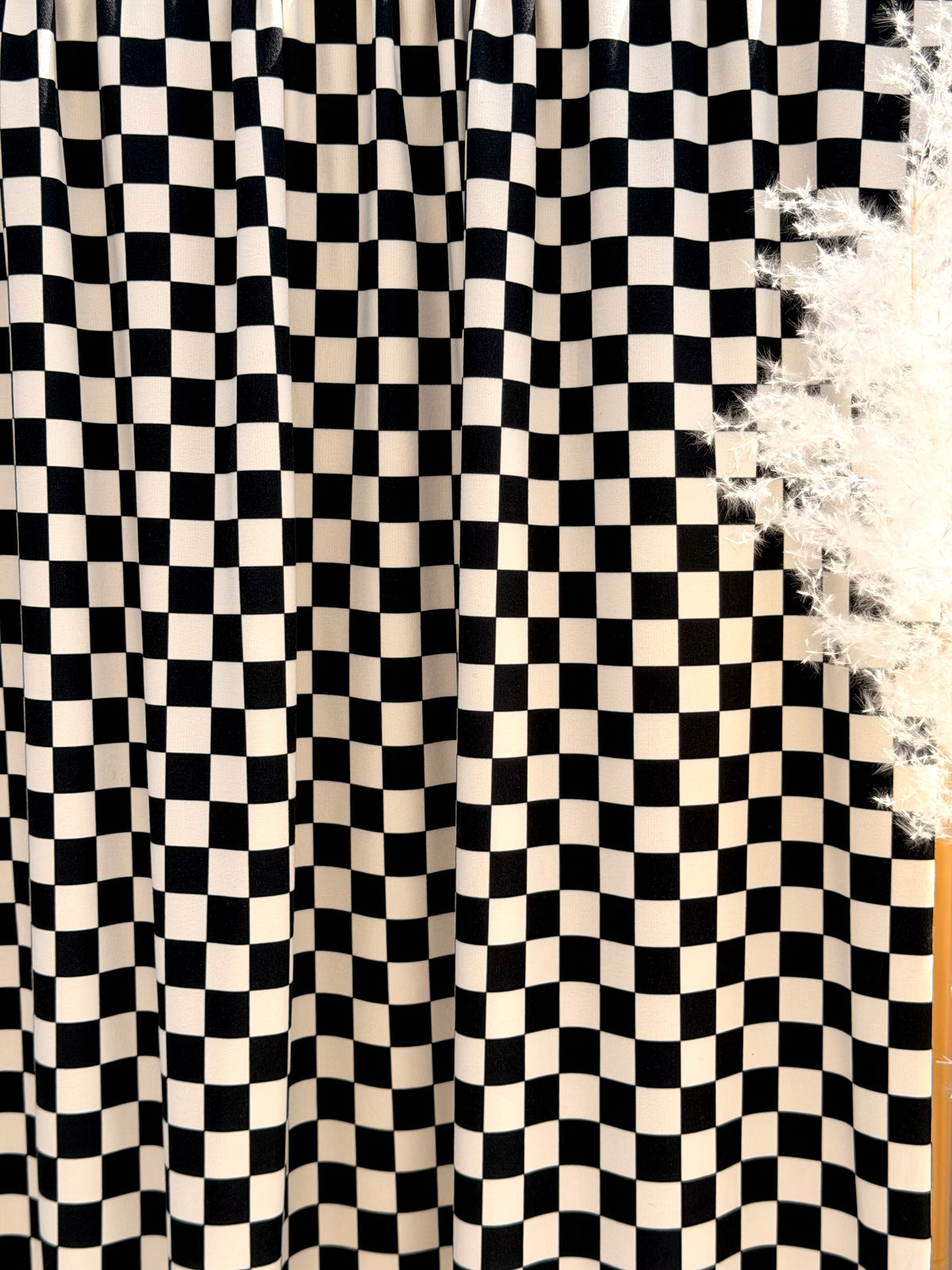 (CORDUROY BRUSHED) BLACK AND IVORY CHECKERED