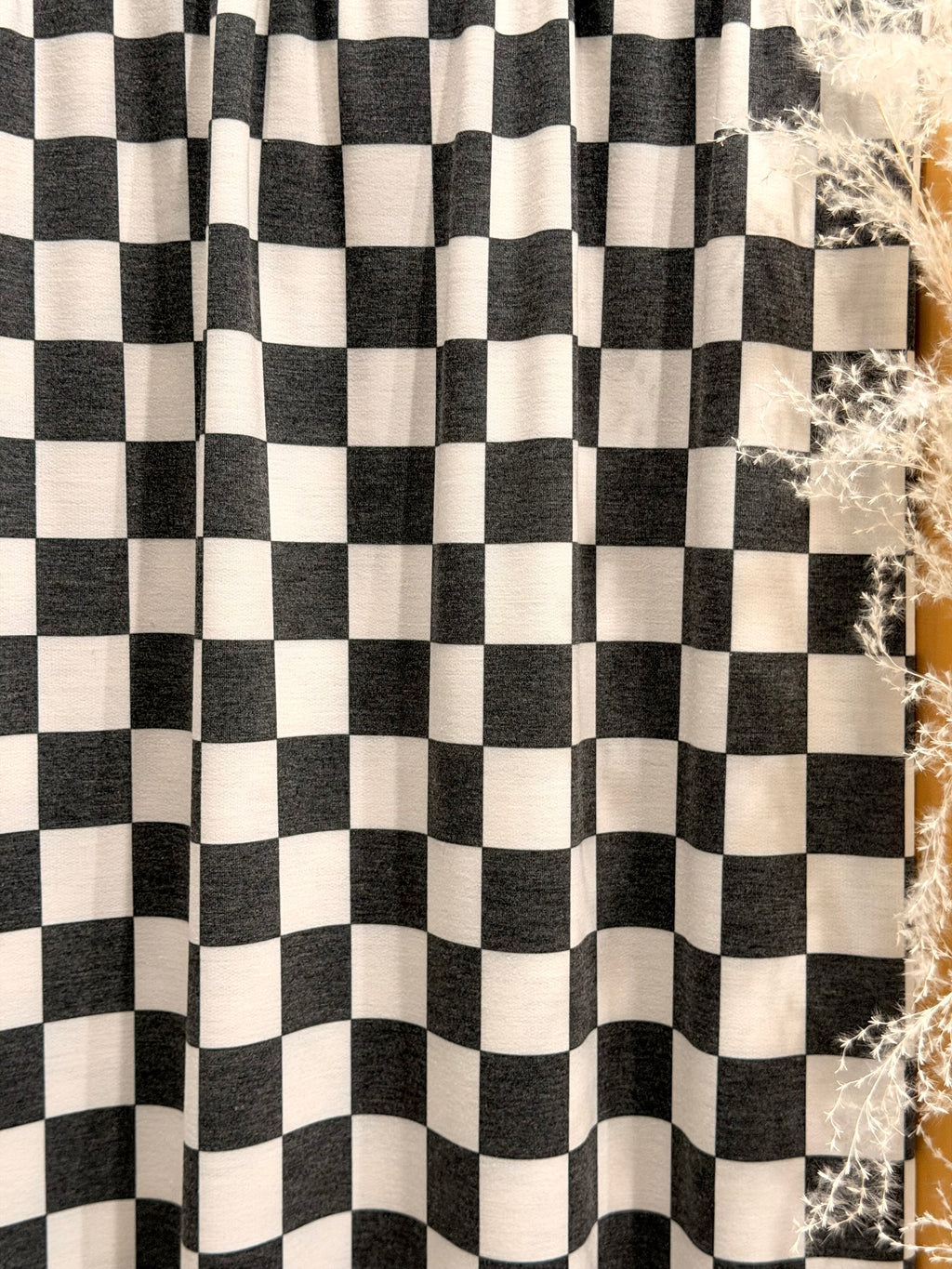 (FRENCH TERRY) MEDIUM BLACK AND OFF WHITE CHECKERED