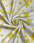 (4X2 YUMMY RIB) GOLD SHIMMER STARS ON CREAM