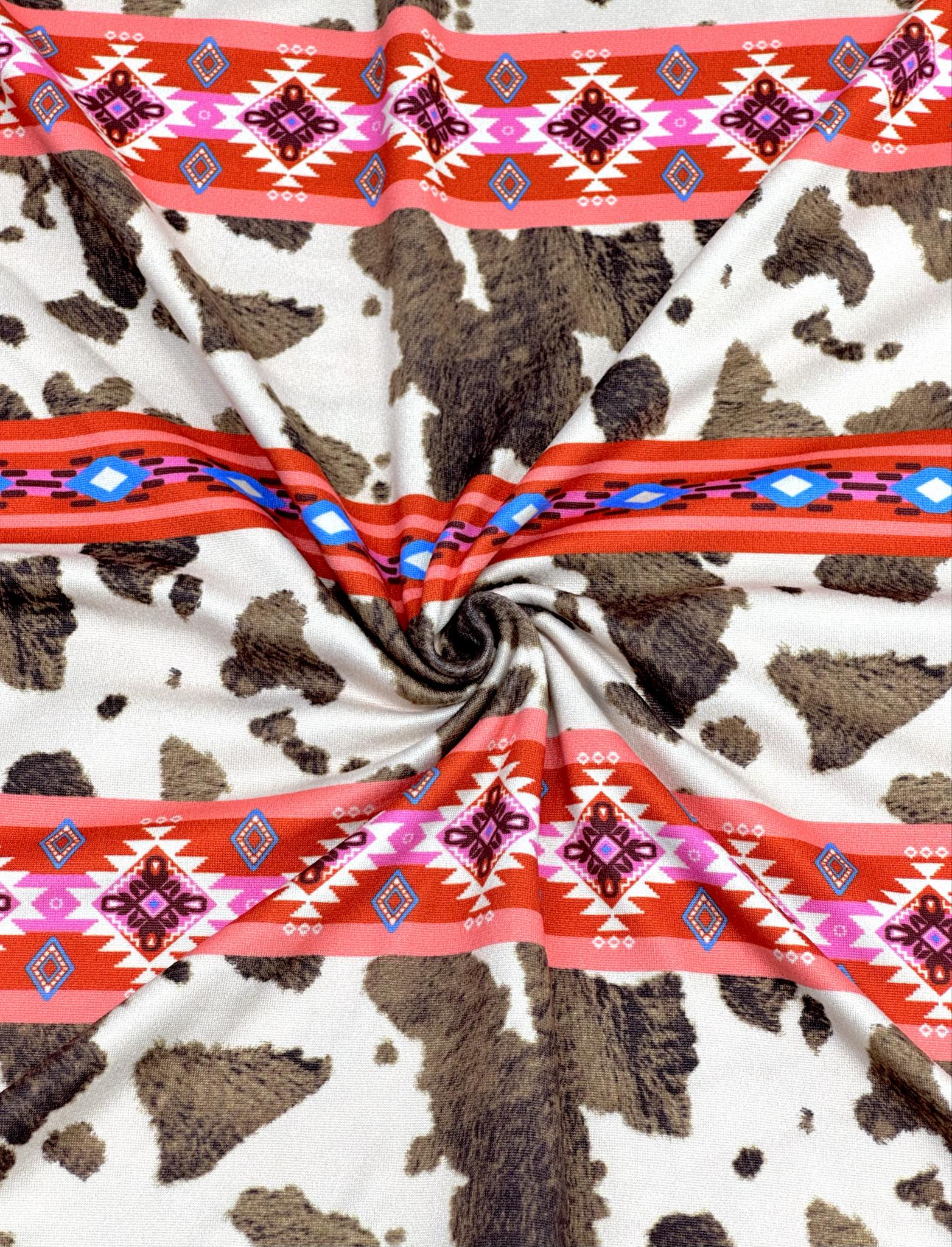 (DBP) CORAL PATTERN AND BROWN COW FUR PRINT