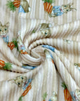 (URBAN RIB) MEDIUM BUNNIES WITH CARROTS ON TAN STRIPES