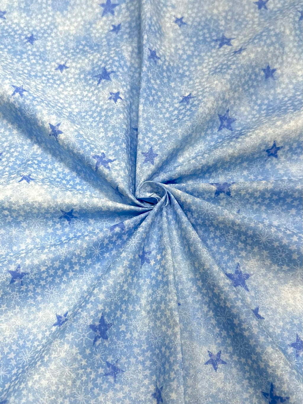 (WOVEN COTTON) BLUE AND WHITE FREEDOM STARS