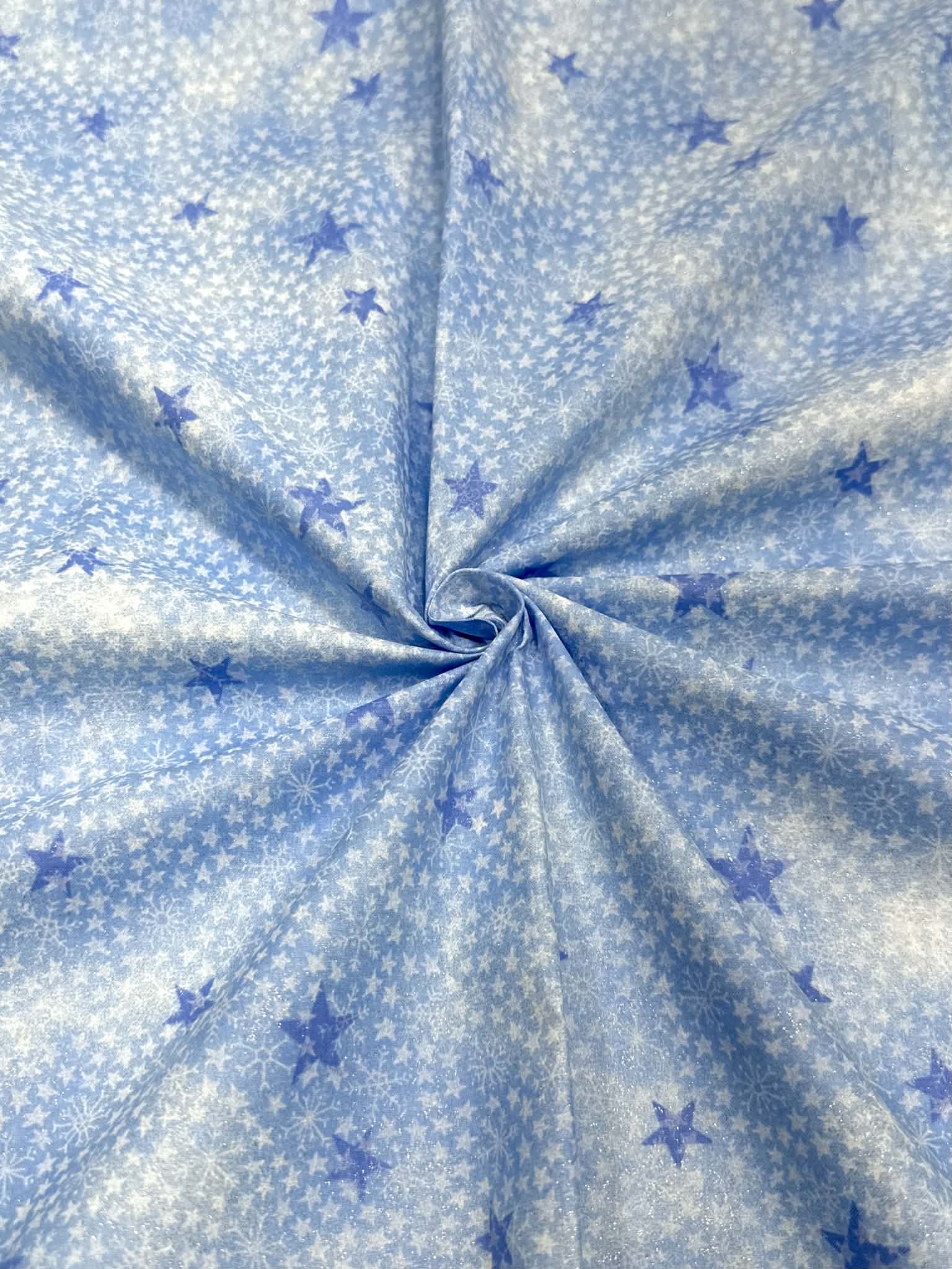 (WOVEN COTTON) BLUE AND WHITE FREEDOM STARS
