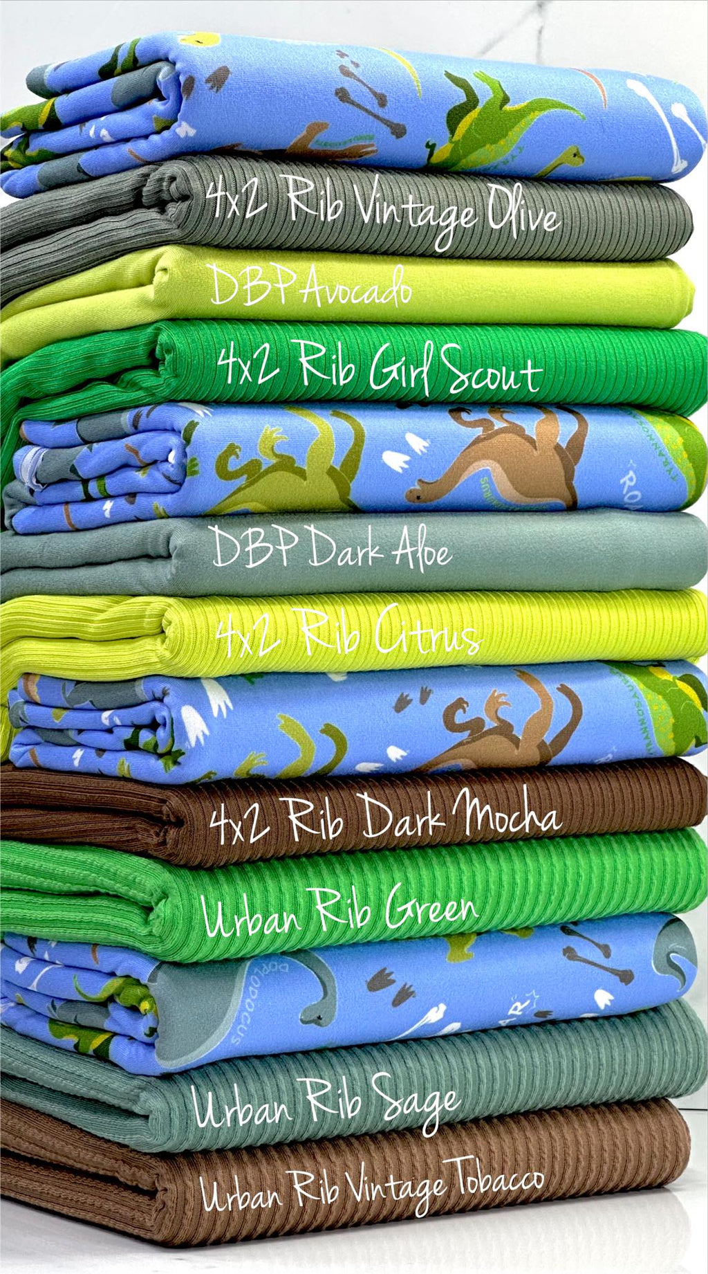 (YUMMY RIB) GREEN, BROWN, AND ALOE DINOSAURS ON BLUE (1)