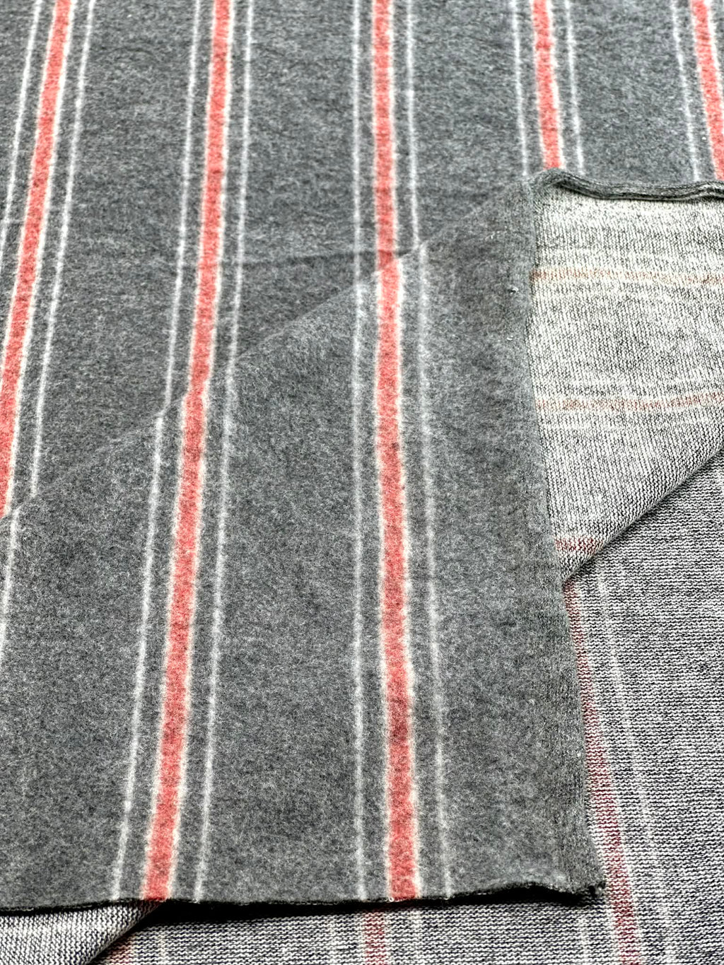 (BRUSHED SWEATER KNIT) RED AND OFF WHITE STRIPES ON VINTAGE BLACK (2)