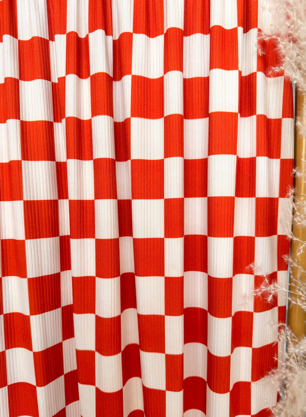 (4X2 YUMMY RIB) CREAM AND RUST MEDIUM CHECKERED