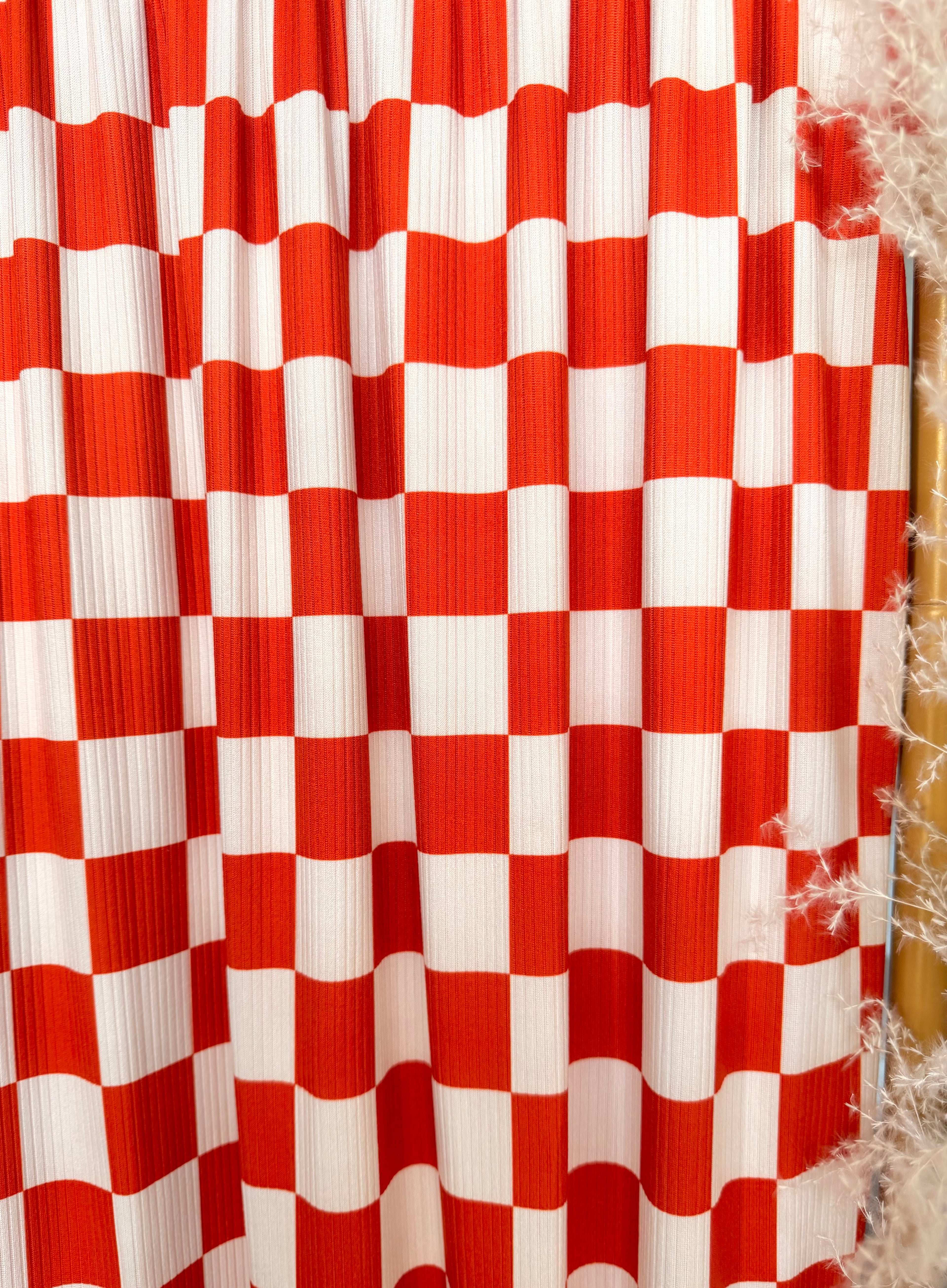 (4X2 YUMMY RIB) CREAM AND RUST MEDIUM CHECKERED