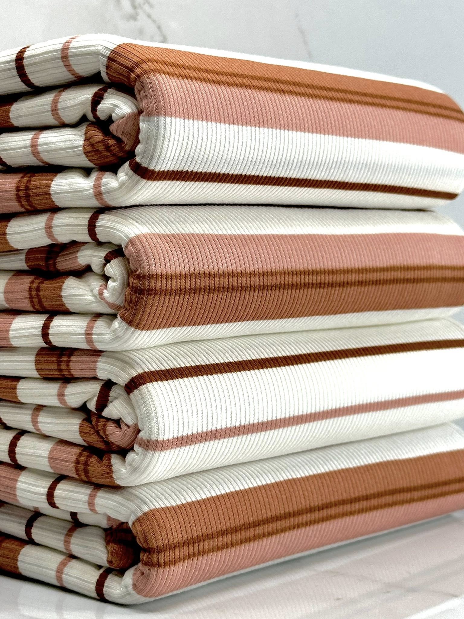 (2X1 YUMMY RIB) COPPER, BLUSH AND OFF WHITE STRIPES