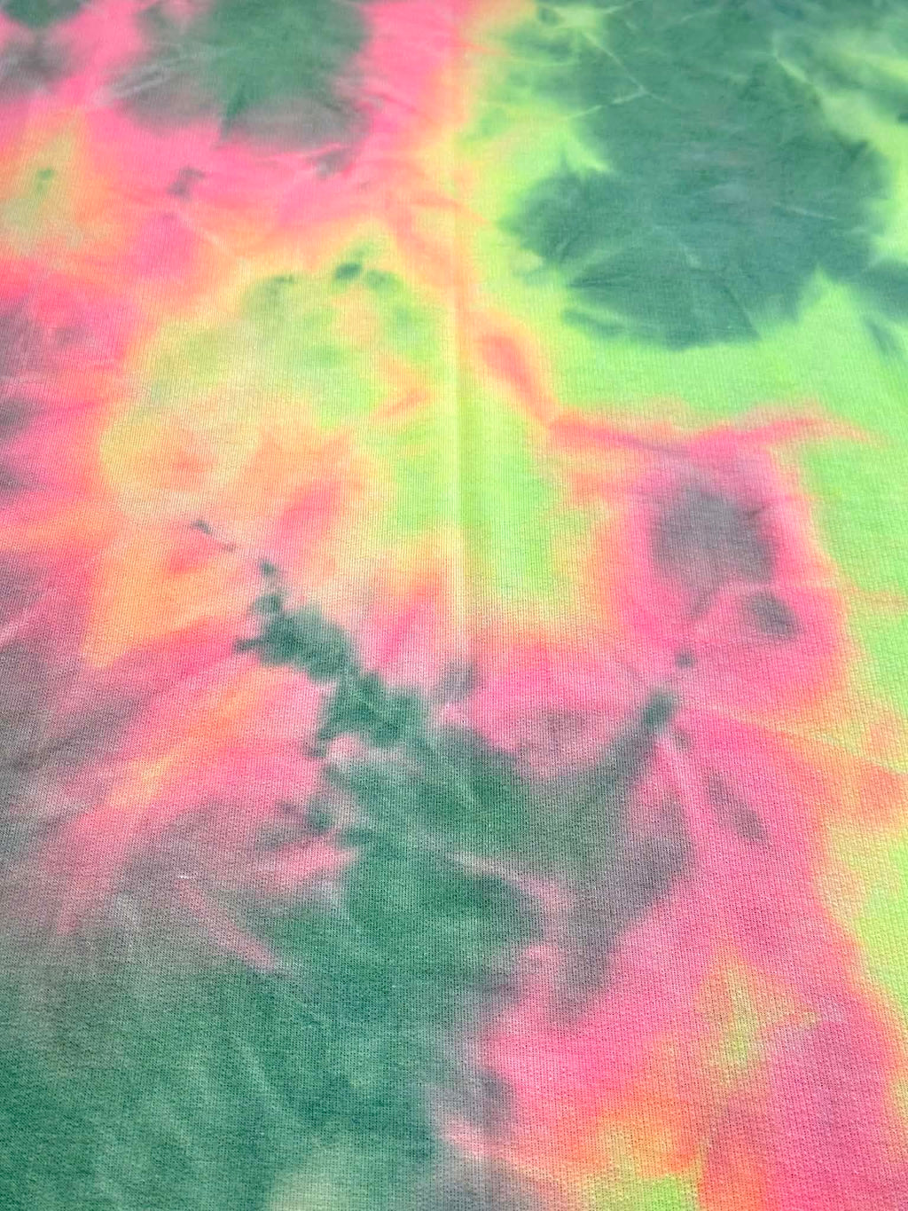(FRENCH TERRY) GREEN, NEON YELOW AND PINK TIE DYE