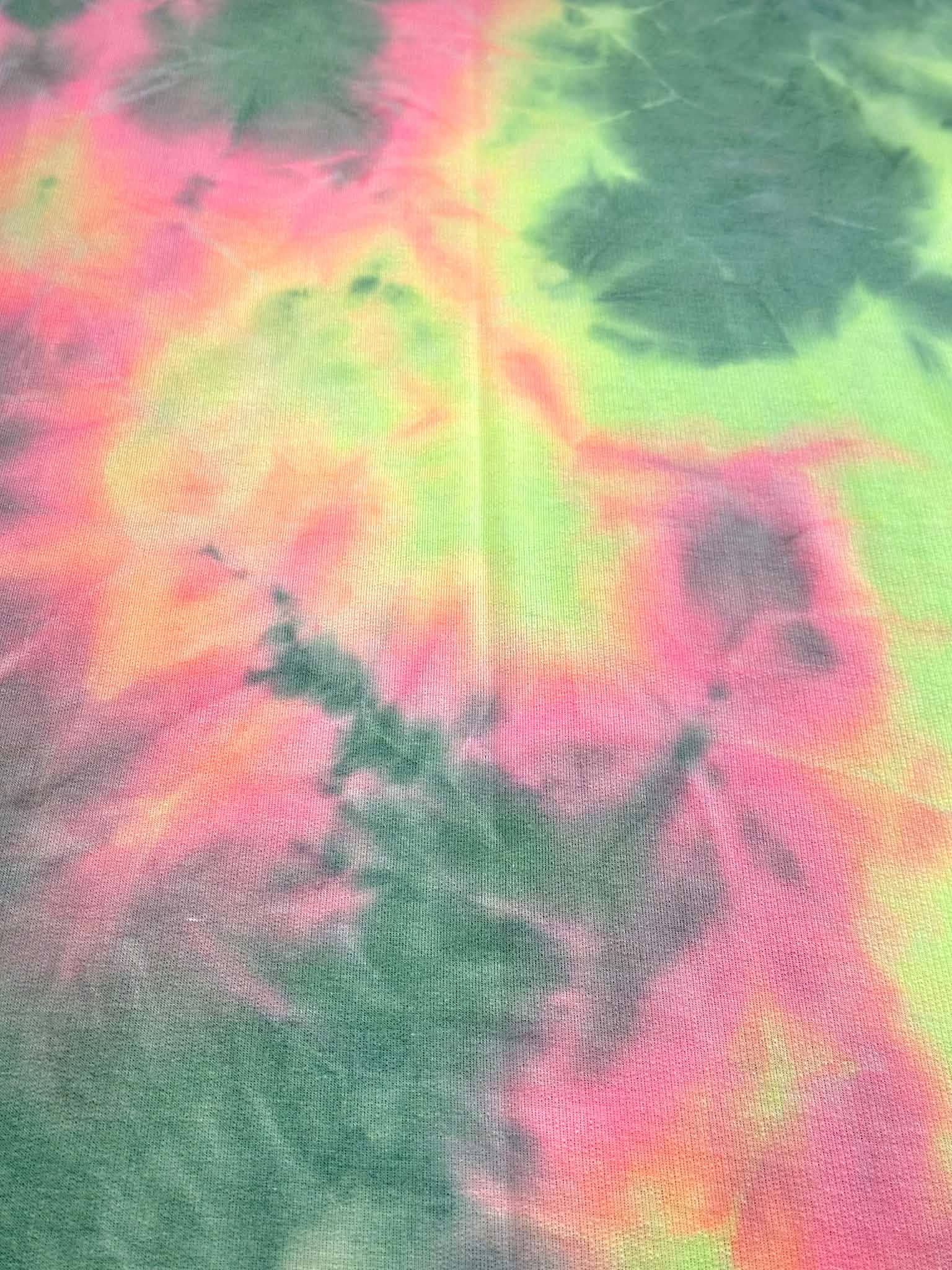 (FRENCH TERRY) GREEN, NEON YELOW AND PINK TIE DYE