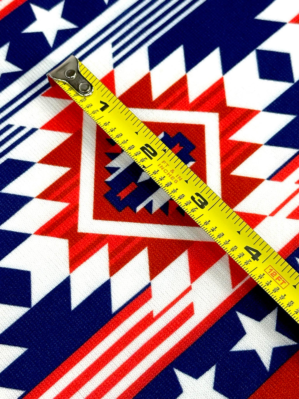 (SWEATER KNIT/ OAKLEY) BLUE, RED, AND OFF WHITE WESTERN STAR PATTERN