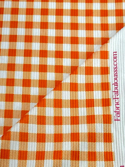(4X2 YUMMY RIB) ORANGE AND OFF WHITE GINGHAM (4)