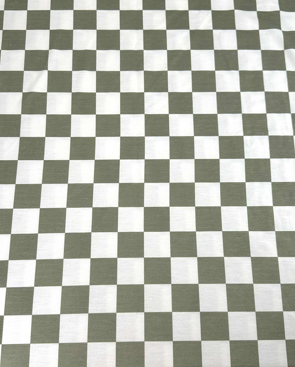 (FRENCH TERRY) OLIVE AND OFF WHITE CHECKERED