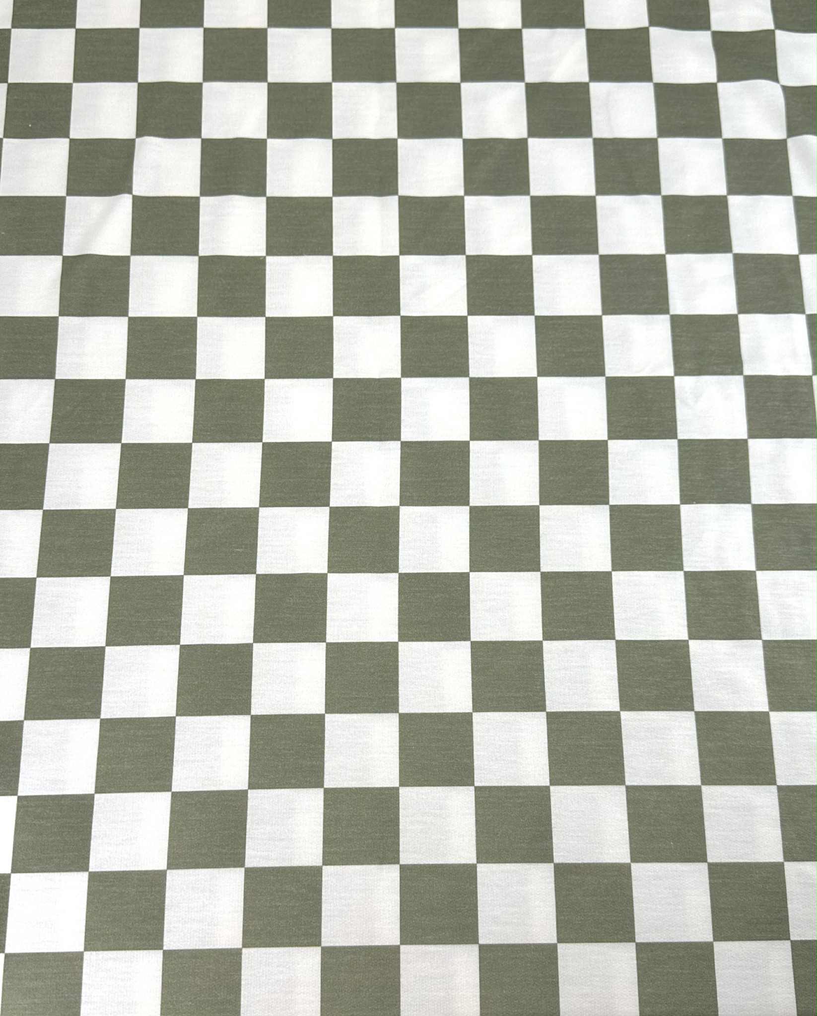 (FRENCH TERRY) OLIVE AND OFF WHITE CHECKERED