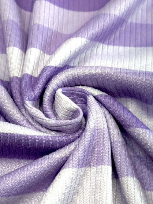(4X2 YUMMY RIB) LAVENDER, PURPLE, AND LILAC STRIPES