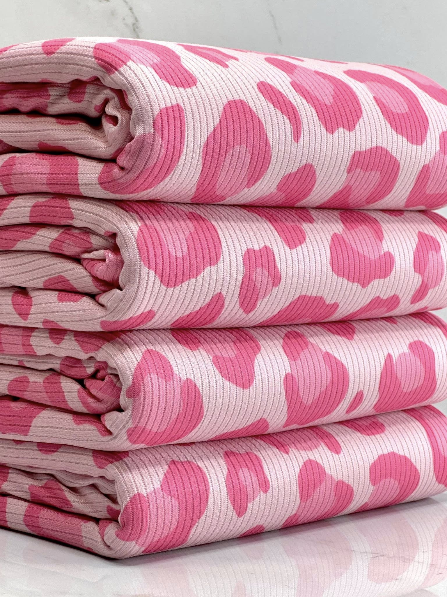 (4X2 YUMMY RIB) PINK CHEETAH ON LIGHT PINK