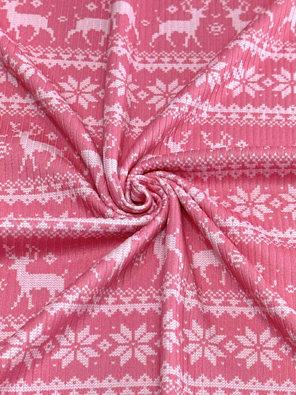 (4X2 RIB) OFF WHITE REINDEERS ON PINK (4)