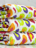(URBAN RIB) MULTI COLORFUL CHEETAH PRINT ON OFF WHITE