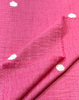 (WOVEN) 3D WHITE DOTS ON FUCHSIA