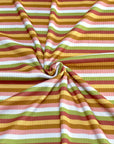 (4X2 RIB) PINK, LIGHT MUSTARD AND GREEN STRIPES