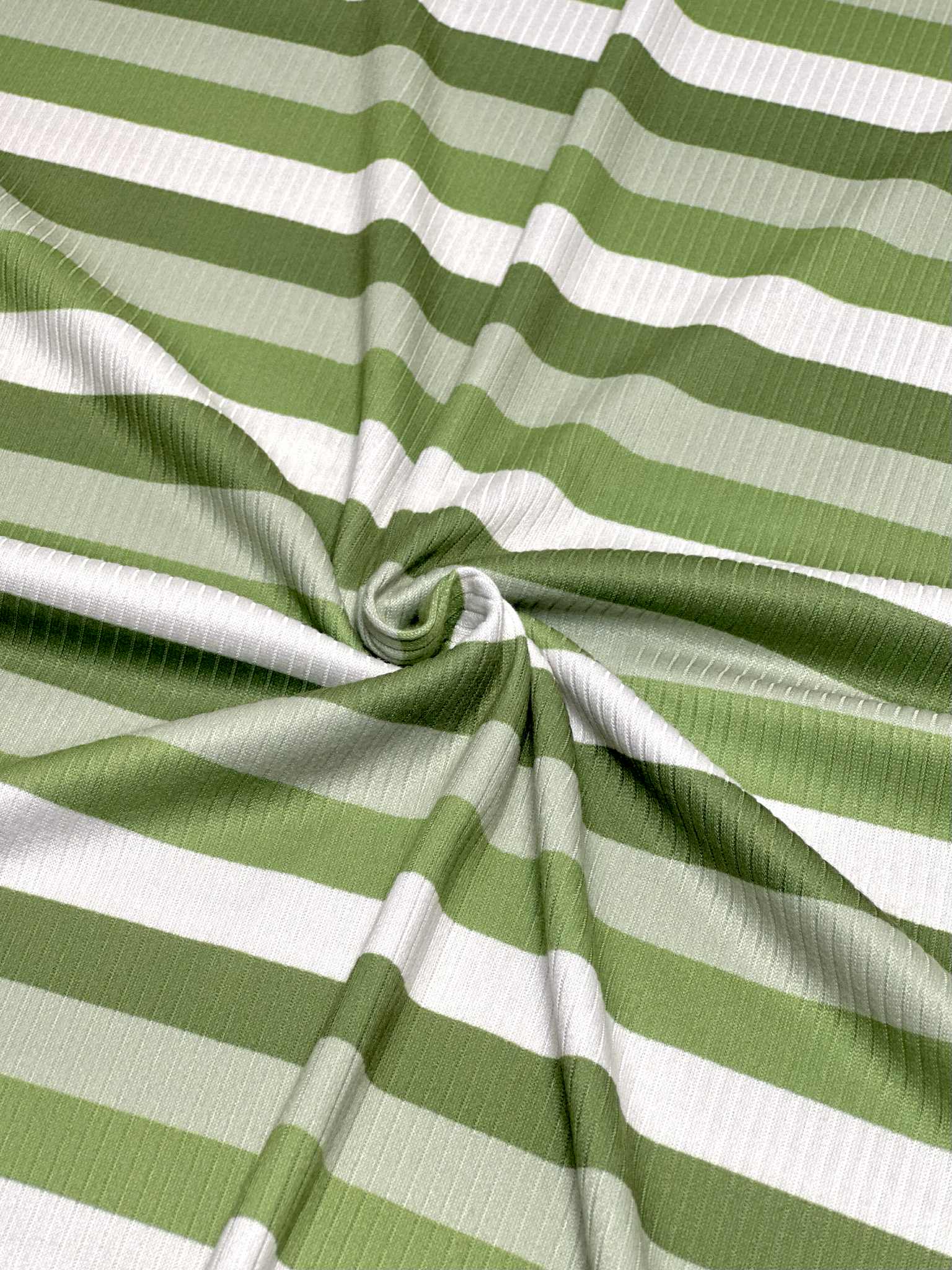 (4X2 RIB) SAGE GREEN AND OFF WHITE STRIPES