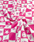 (YUMMY RIB) PINK GAMER AND HAPPY FACES CHECKERED PRINT