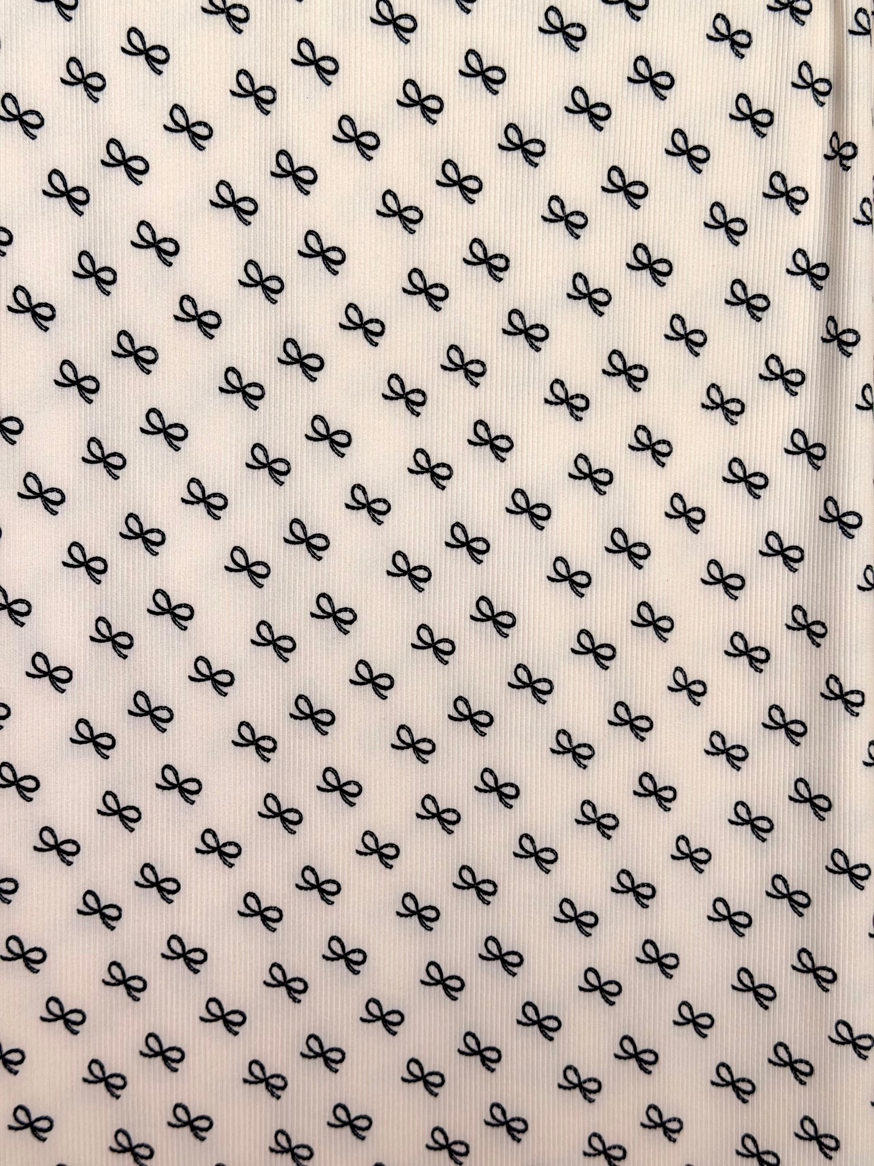 (2x2 YUMMY RIB) BLACK SMALL BOWS ON CREAM