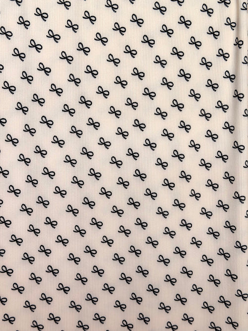 (2x2 YUMMY RIB) BLACK SMALL BOWS ON CREAM