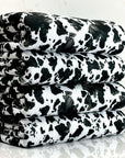 (4X2 YUMMY RIB) SMALL BLACK COW FUR PRINT ON OFF WHITE