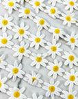 (TRIM) EMBROIDERED WHITE FLOWERS WITH YELLOW