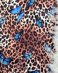 (DBP) BLUE BUTTERFLIES ON CHEETAH PRINT