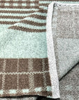 (BRUSHED SWEATER KNIT) AQUA AND BROWN PLAID