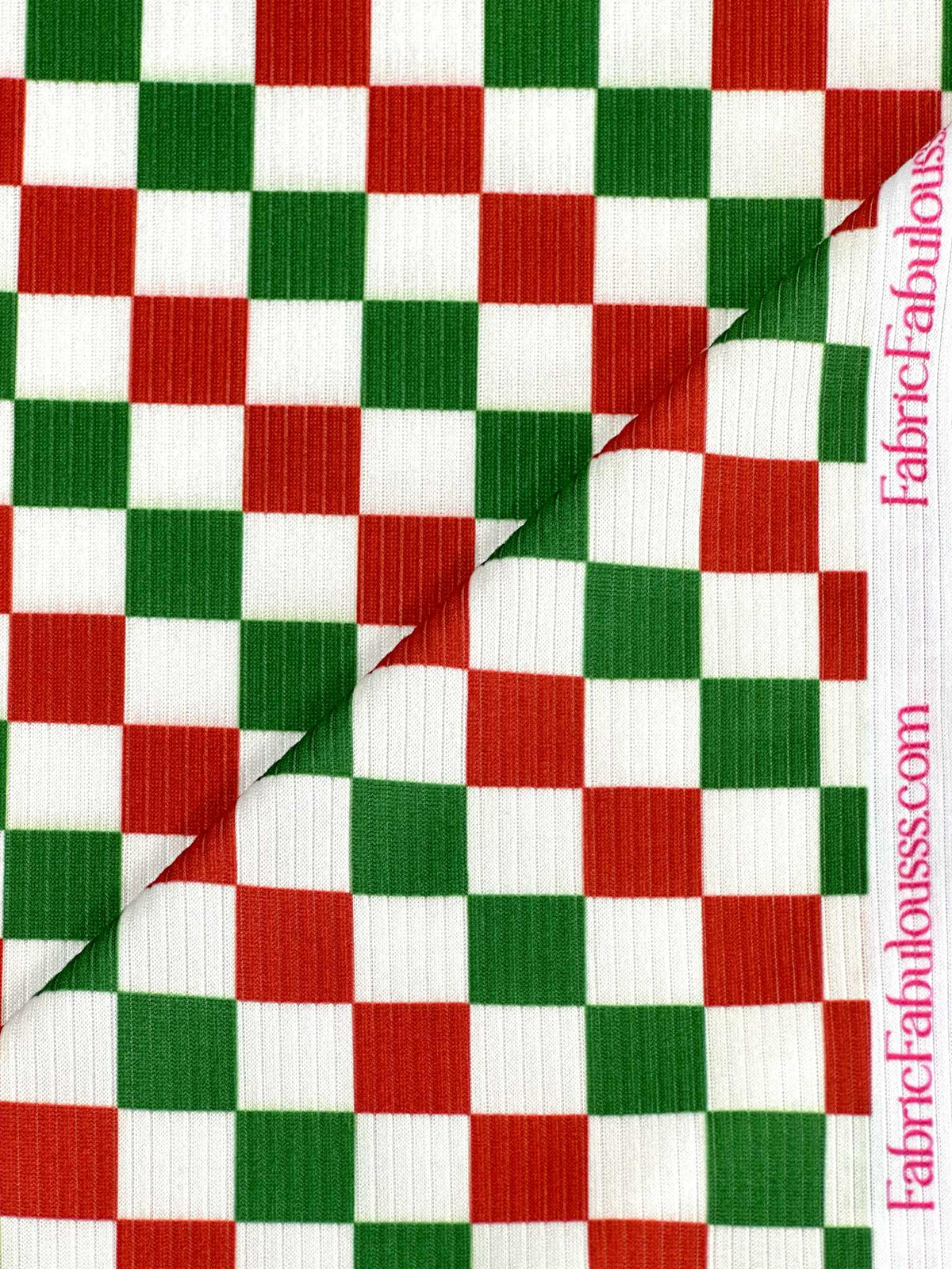 (4X2 RIB) RED, GREEN AND OFF WHITE CHECKERED