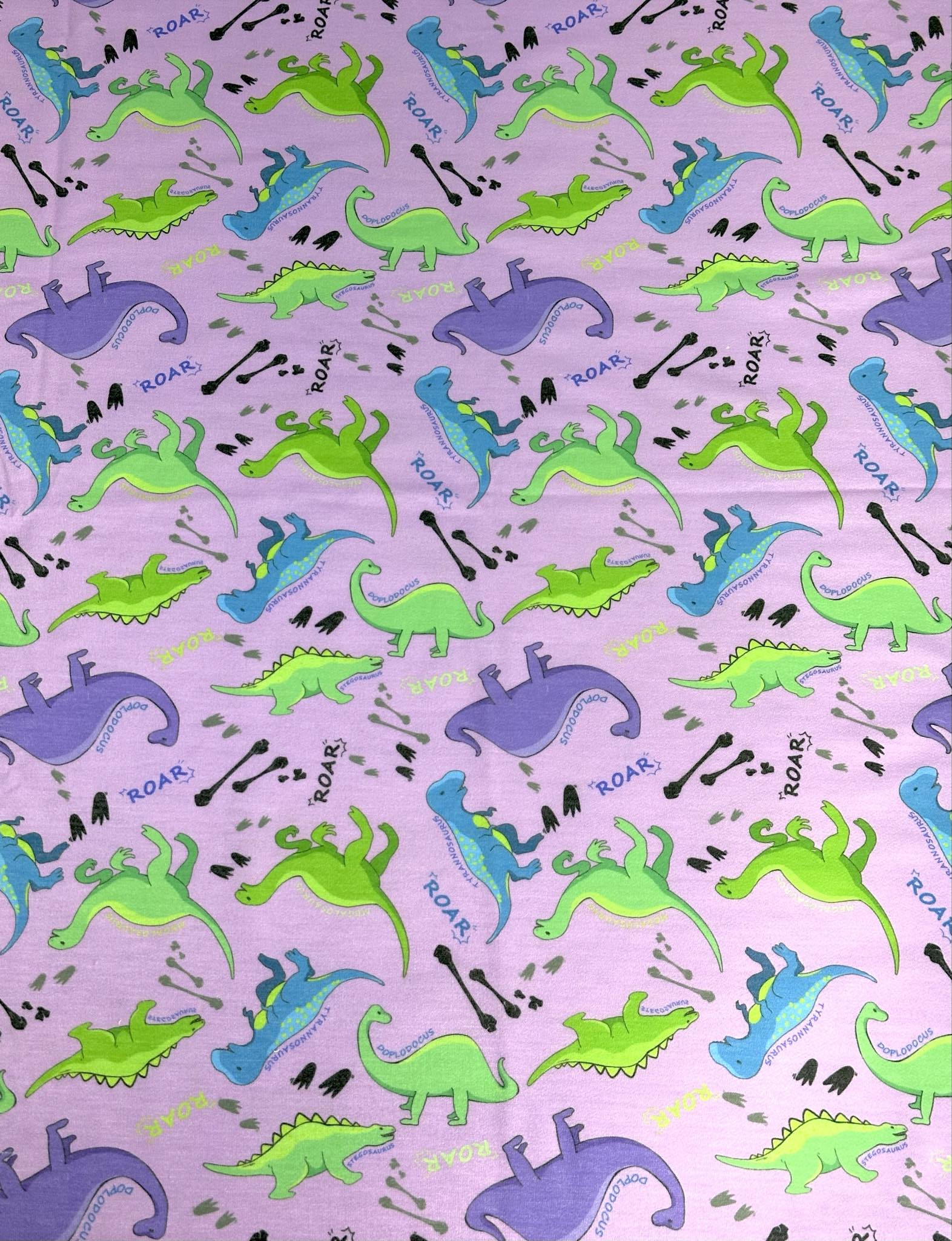 (FRENCH TERRY) DINOSAURS ON LAVENDER