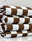 (4X2 RIB) BROWN MEDIUM CHECKERED ON OFF WHITE