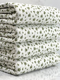 (4X2 YUMMY RIB) TINY OLIVE FLOWERS ON OFF WHITE