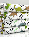 (YUMMY RIB) GREEN, BROWN, AND ALOE DINOSAURS ON OFF WHITE