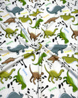 (YUMMY RIB) GREEN, BROWN, AND ALOE DINOSAURS ON OFF WHITE