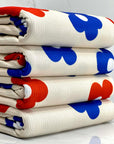 (4X2 YUMMY RIB) RED AND BLUE FLOWERS ON CREAM