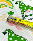 (2X2 YUMMY RIB) ST PATRICK'S  GNOMES WITH PINK BOWS ON OFF WHITE