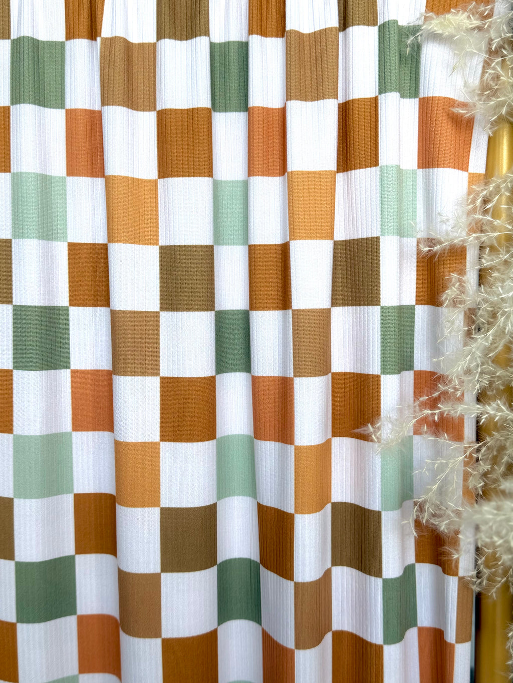 (4x2 YUMMY RIB) BROWN, RUST, SAGE AND OFF WHITE MEDIUM CHECKERED
